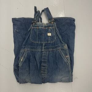 Vintage 60s Big Mac Blue Dark Denim Workwear Overalls 40x26